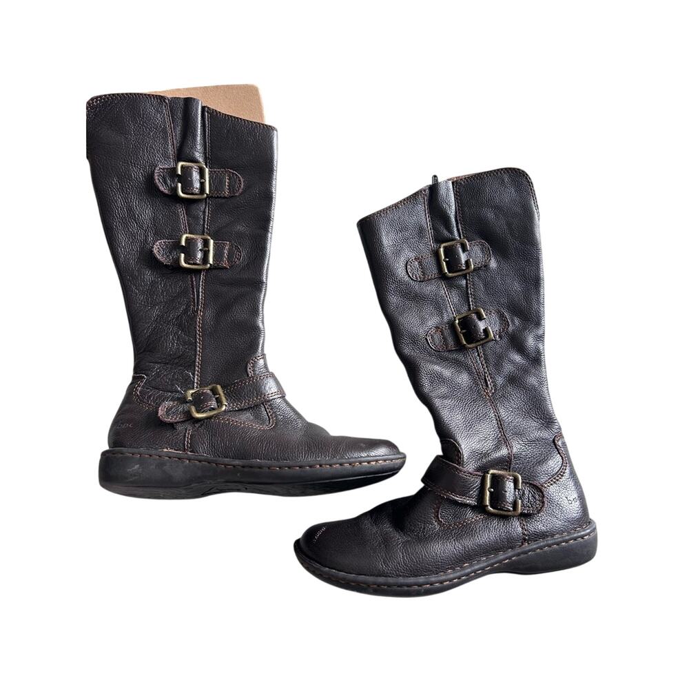 B.o.c. Women's Brown Leather Buckle Knee-High Boots Size 38/7